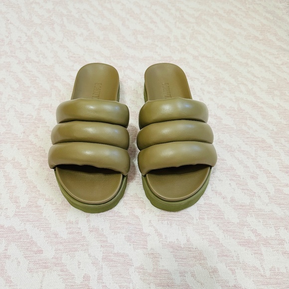 SCHUTZ | Maisha Vegan Leather Platform Sandal Slide Aspen Green, sz 8.5 - Picture 4 of 12